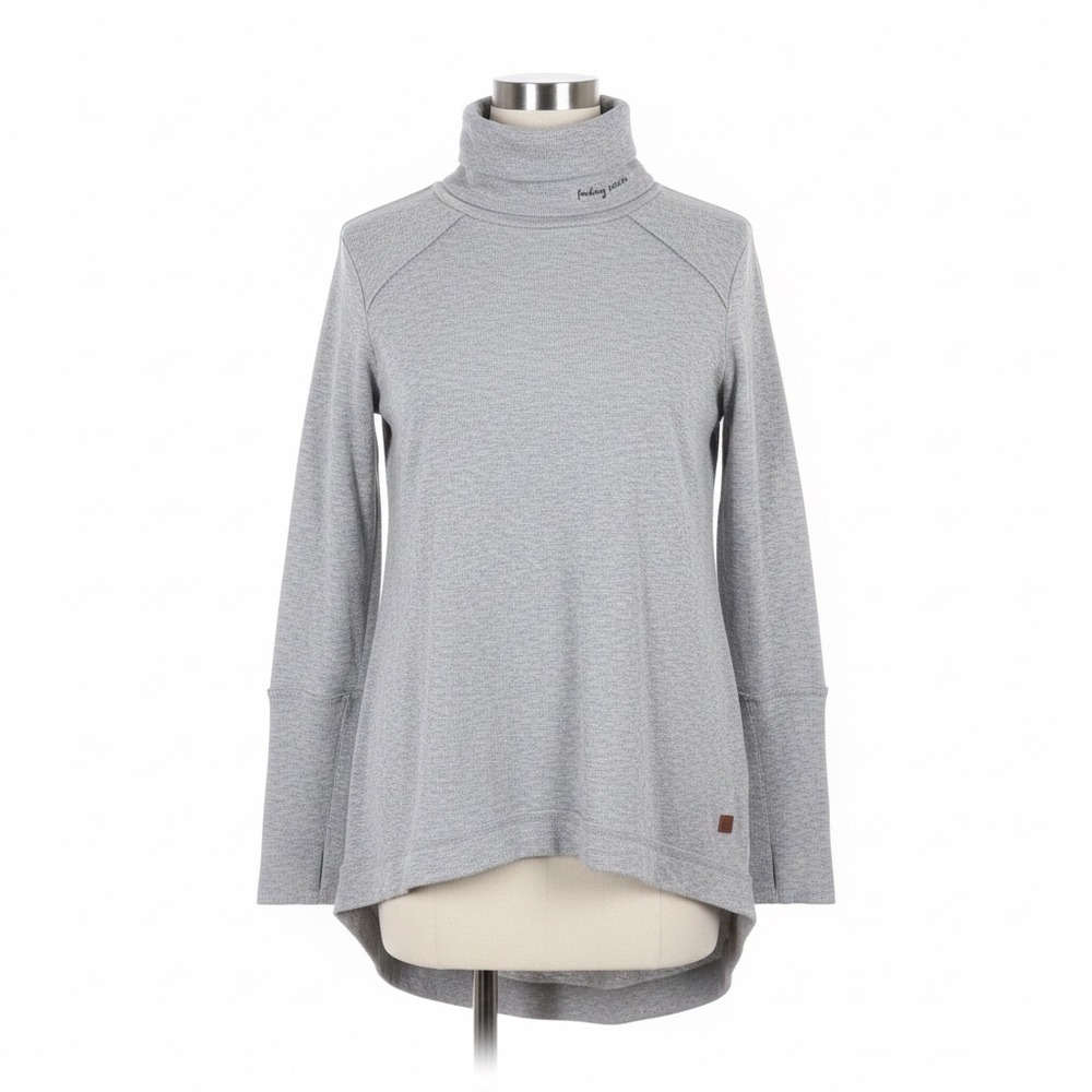 Peace Love‎ World Heather Gray Mock Neck High Low Tunic Pullover Thumbhole Small